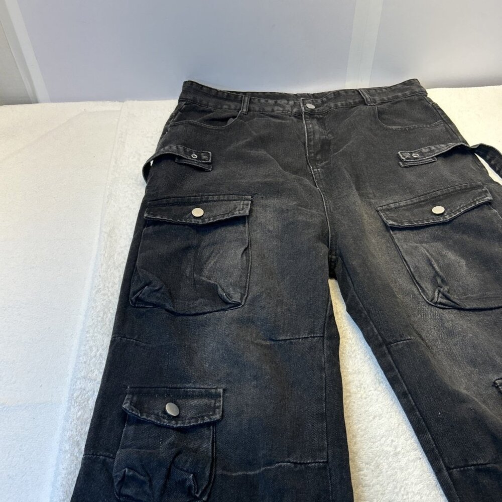 Men Vintage Hip-hop Skateboard Jeans Loose Straight Pockets Denim Pants - Picture 3 of 10